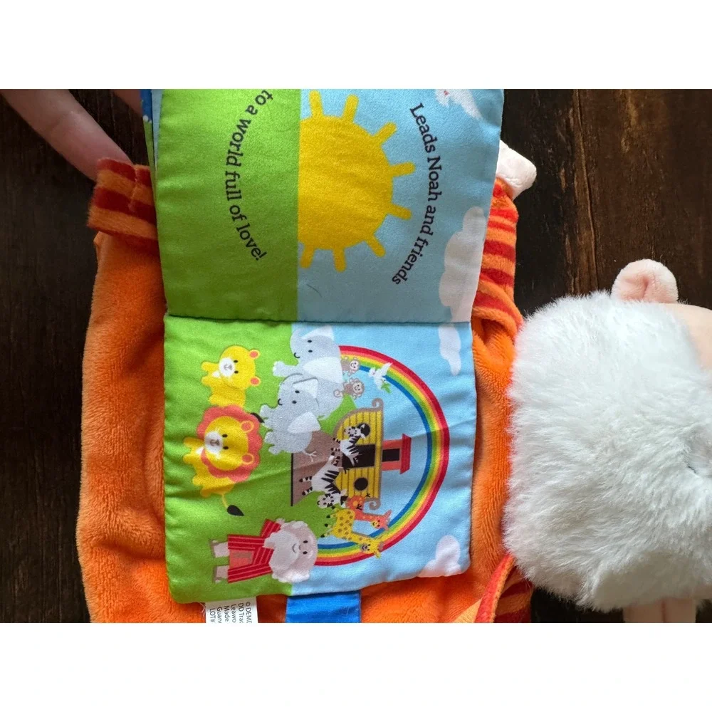 Demdaco Noahs Ark Plush Hand Puppet with Attached Fabric Story Book Toy